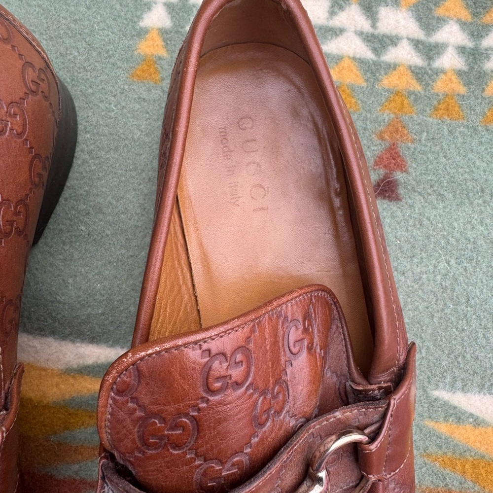 Gucci Embossed Brown Leather Men's Loafers - Picture 4 of 4
